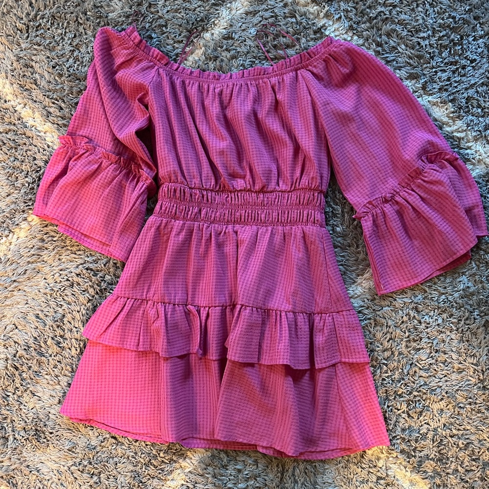 Dry Goods Pink Off the Shoulder Dress